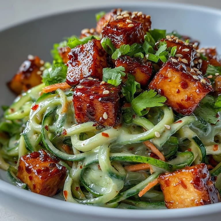 Genieße die TikTok-Style Chili Crisp Cucumber Noodle Bowls mit knusprigem Gemüse und würziger Asi-Dressing.