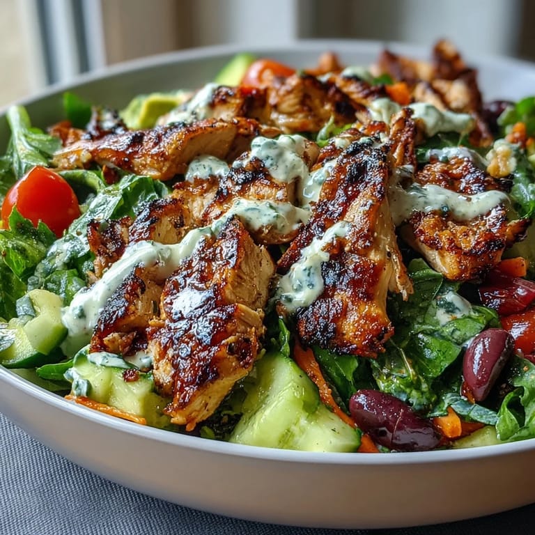 3. Gesunde Hähnchen-Shawarma-Salatschüsseln mit frischen Gurken, Tomaten und einem spritzigen Zitronen-Tahini-Überzug.