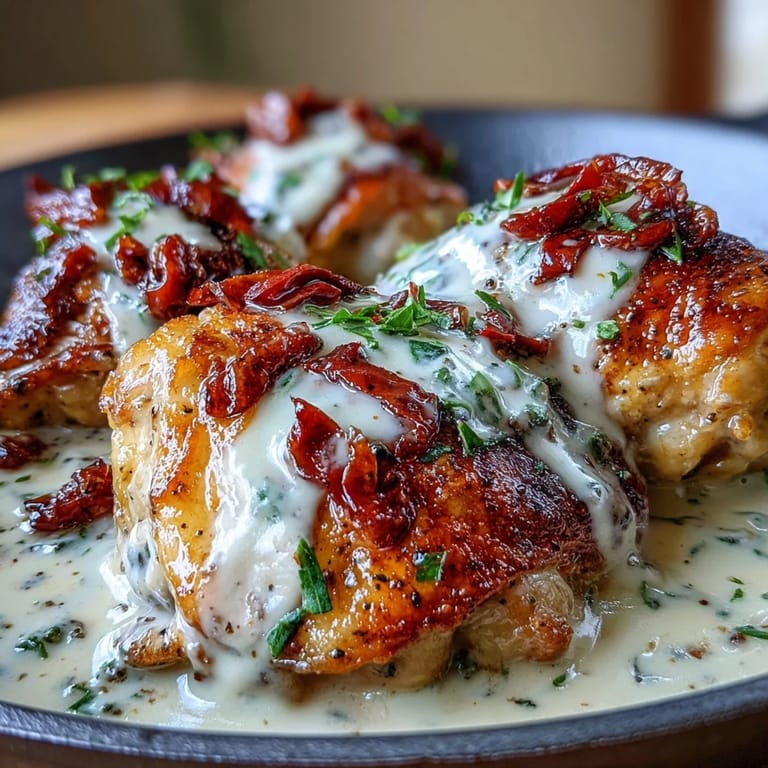 Saftiges Hähnchen in einer reichhaltigen Pfefferonen-Sahnesauce, perfekt für ein schnelles Abendessen.