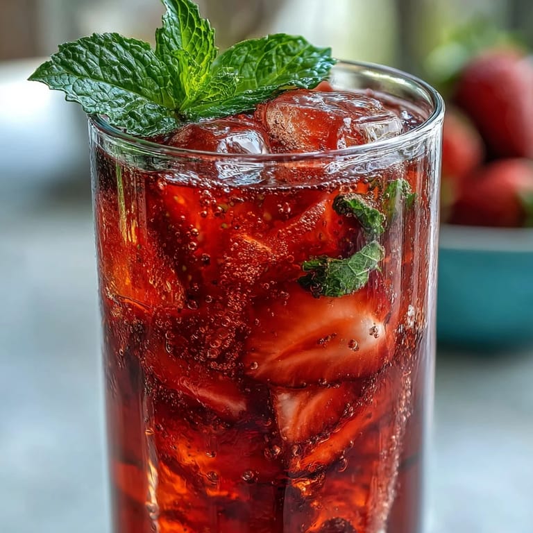 3. Bunter Spring-Sparkling-Strawberry-Mocktail mit Eis, frischen Beeren und Zitrus-Scheiben, perfekt für Brunch oder Picknick.