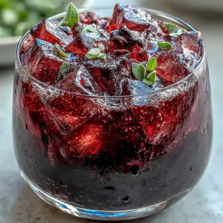 Zwei Gläser gefüllt mit zerstoßenem Eis, gekrönt von einem lebhaften Brombeer-Salbei-Drink mit frischen Beeren und Salbei als Garnitur.