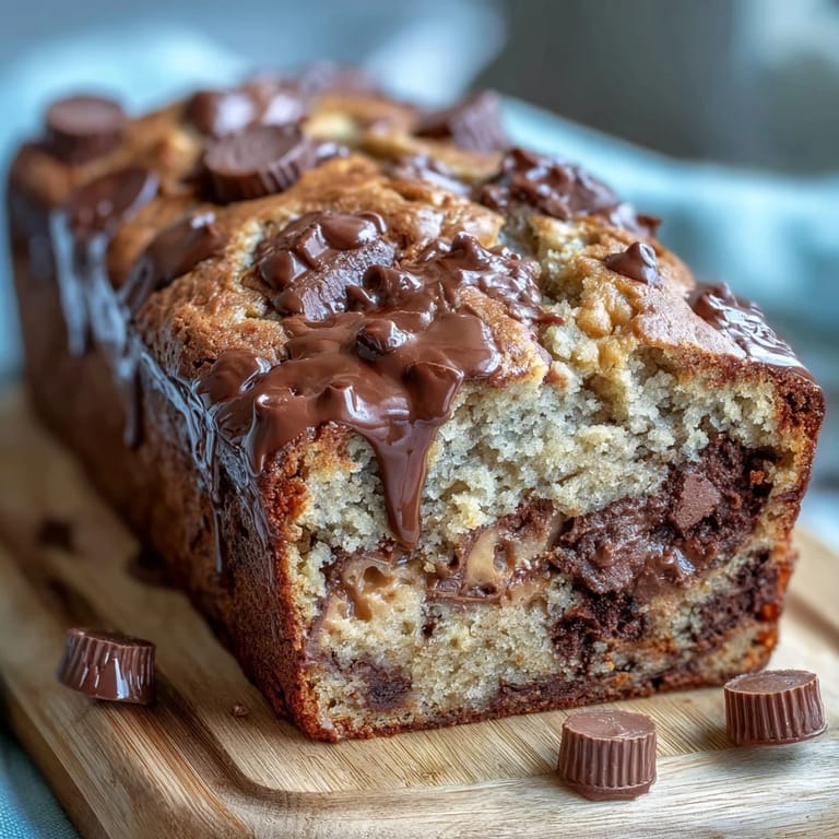 1. Reichhaltiger Bananenkuchen mit Erdnussbutter, Schokoladenstückchen und Erdnussbutter-Tassen – ein dekadenter, saftiger Klassiker.