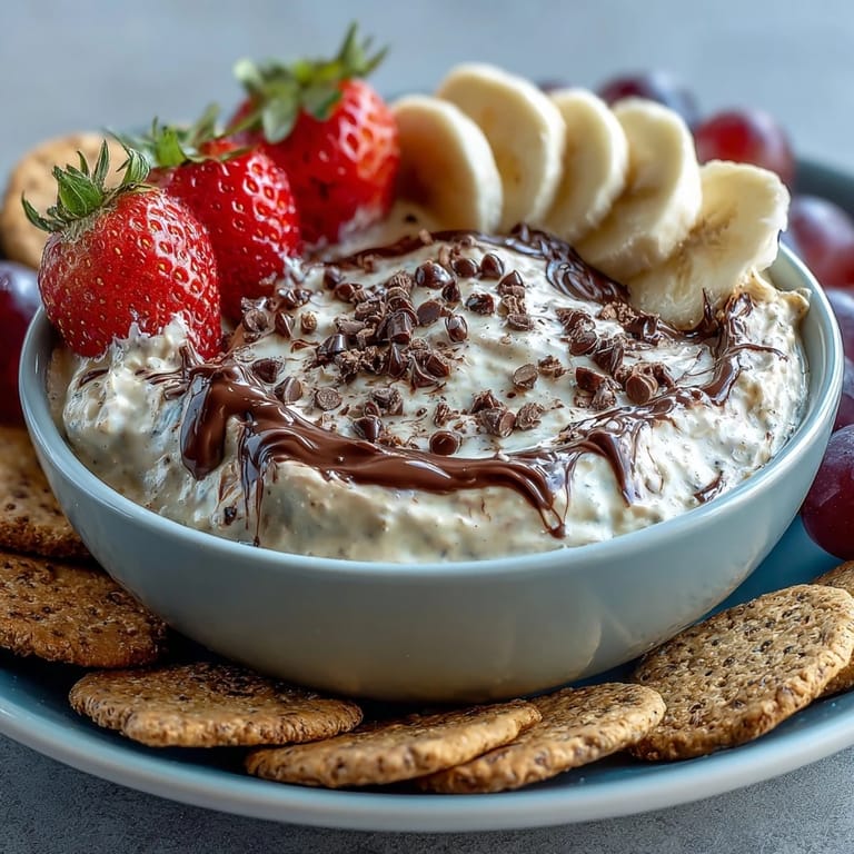 3. Protein-rich Cottage Cheese Cookie Dough Dip served with grapes and banana slices for a wholesome snack.