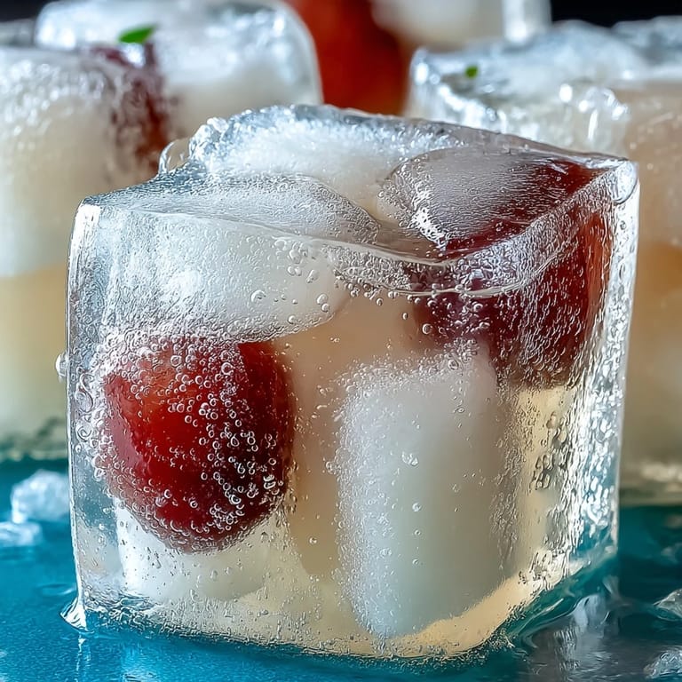 Genießen Sie spritzige Lychee-Agar-Gelee-Würfel im sprudelnden Yuzu-Wasser bei jeder Gelegenheit.