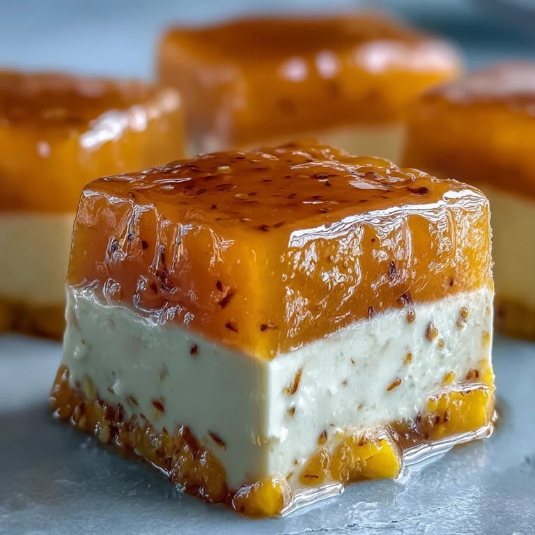 Gekühlte Mango-Agar-Agar-Gelee-Würfel und Kokosmilch-Schicht, herrlich fruchtig und leicht.