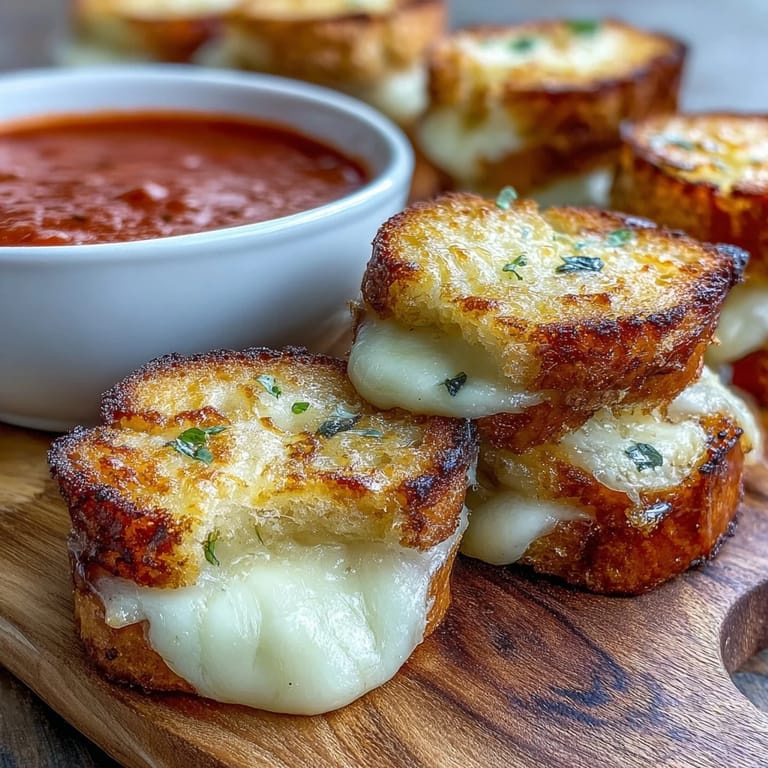 Süße Mini-Gegrillte-Käse-Dips, verlockend zur cremigen Tomatensuppe.