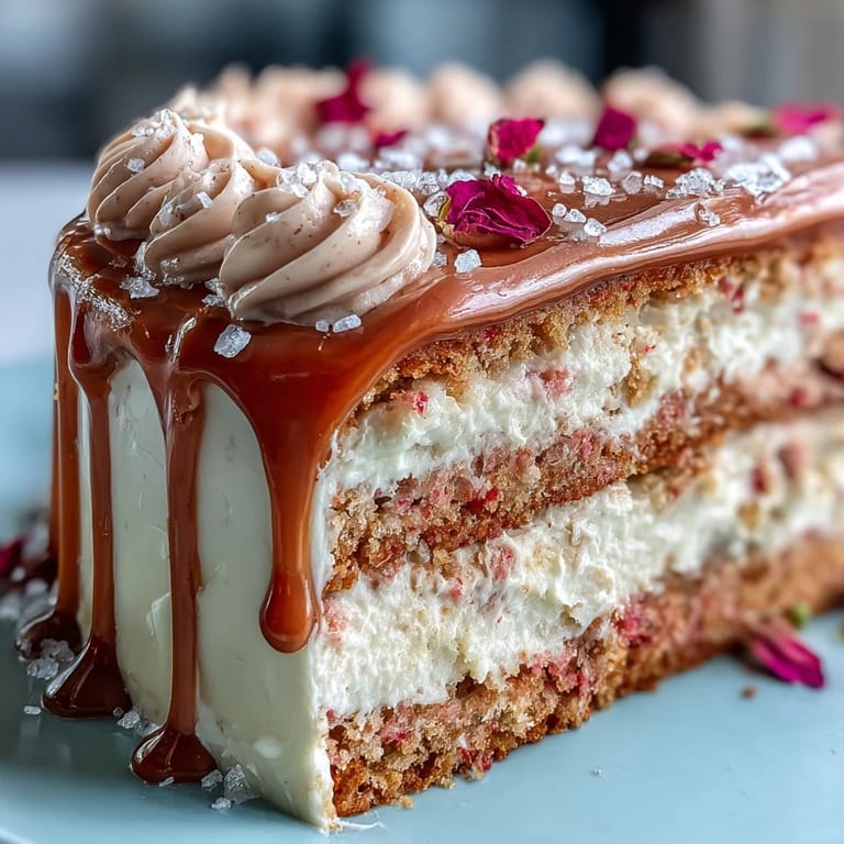 Festliche Rosé-Samttorte mit leichter Rosa-Farbe und elegantes Gold-Finish, unwiderstehlich.