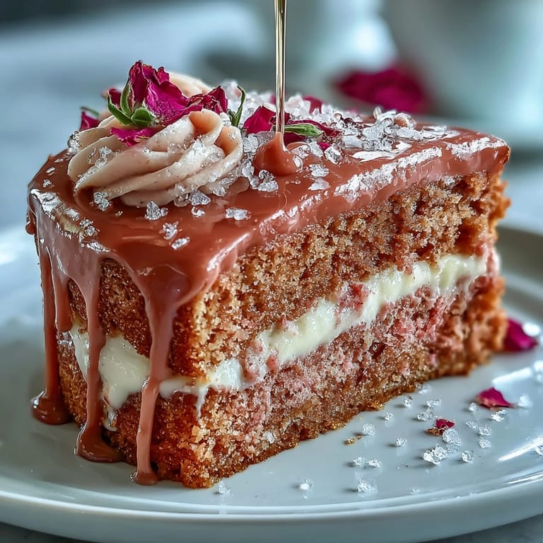 Elegante Bridal Shower Rosé Velvet Torte mit aufwendigem Gold-Drip-Akzent.