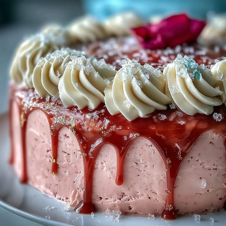 Saftige Rosé Samttorte in sanftem Rosa mit schimmerndem, essbarem Gold-Akzent.
