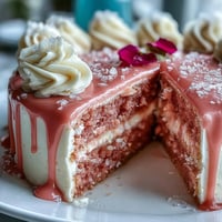Elegante Rosé Samttorte mit goldenem Schmelz, perfekt für Hochzeitsfeiern.